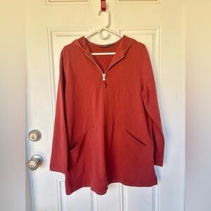 Susan Graver Weekend Women Sweter Long Sleeve Pullover. Sz L 
Rust Hoodie Top